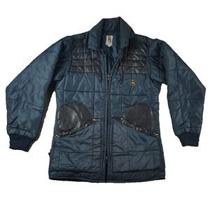 Bob Allen Small Shooting Coat Jacket Quilted Insulated Hood Zip Blue ***FLAWS